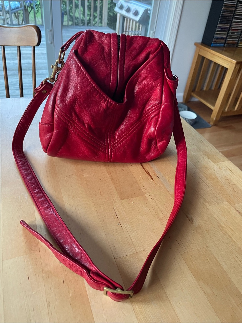 Vintage Victoria Leather red leather cross body bag